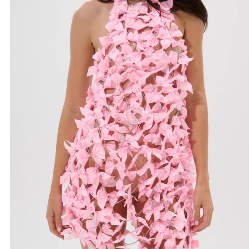 AKIRA SLAP IT WITH A BOW CHAIN MINI DRESS Size O/SO/S